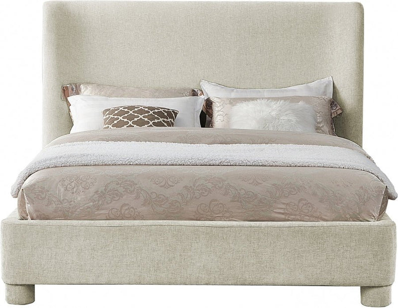 Penny Chenille Fabric King Bed Cream - Gate FurnitureKing Bed