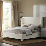 Penny Chenille Fabric King Bed Cream - Gate FurnitureKing Bed