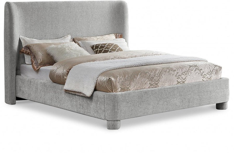 Penny Chenille Fabric King Bed Grey - Gate FurnitureKing Bed
