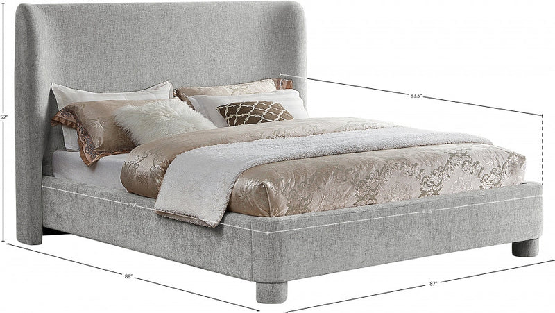 Penny Chenille Fabric King Bed Grey - Gate FurnitureKing Bed
