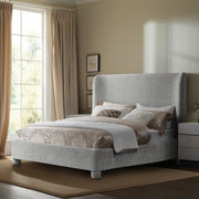 Penny Chenille Fabric King Bed Grey - Gate FurnitureKing Bed