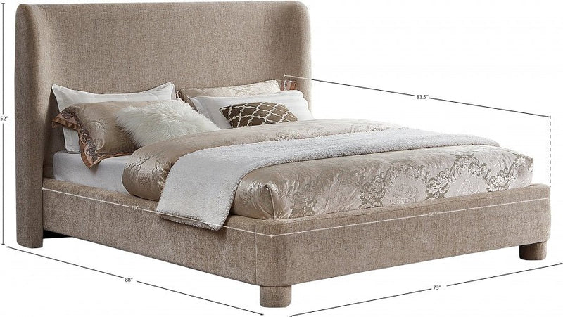 Penny Chenille Fabric Queen Bed Beige - Gate FurnitureQueen Bed