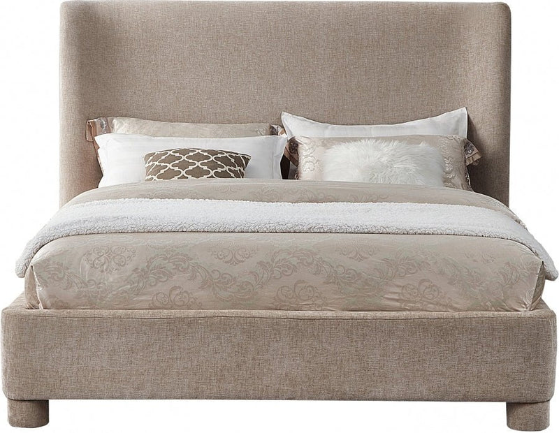 Penny Chenille Fabric Queen Bed Beige - Gate FurnitureQueen Bed