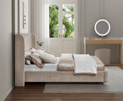 Penny Chenille Fabric Queen Bed Beige - Gate FurnitureQueen Bed