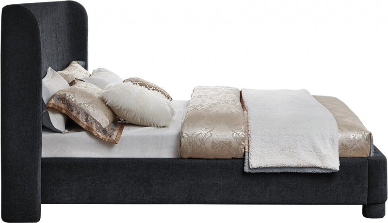 Penny Chenille Fabric Queen Bed Black - Gate FurnitureQueen Bed