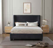 Penny Chenille Fabric Queen Bed Black - Gate FurnitureQueen Bed