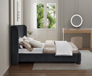 Penny Chenille Fabric Queen Bed Black - Gate FurnitureQueen Bed