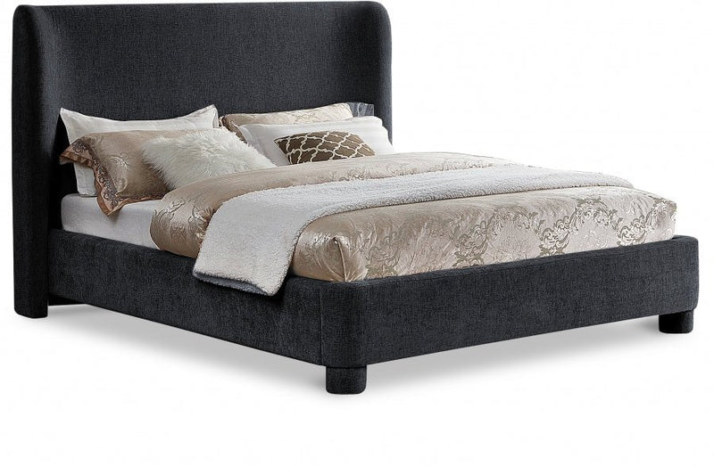 Penny Chenille Fabric Queen Bed Black - Gate FurnitureQueen Bed