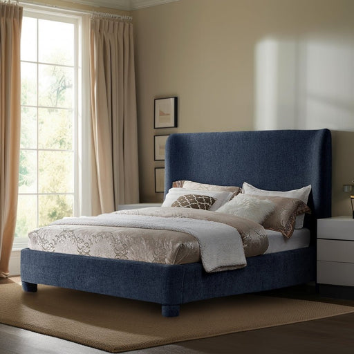 Penny Chenille Fabric Queen Bed Blue - Gate FurnitureQueen Bed