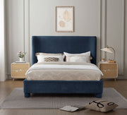 Penny Chenille Fabric Queen Bed Blue - Gate FurnitureQueen Bed