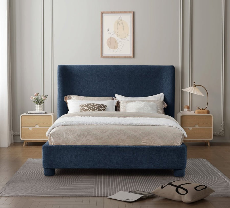 Penny Chenille Fabric Queen Bed Blue - Gate FurnitureQueen Bed