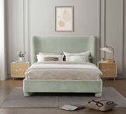 Penny Chenille Fabric Queen Bed Green - Gate FurnitureQueen Bed