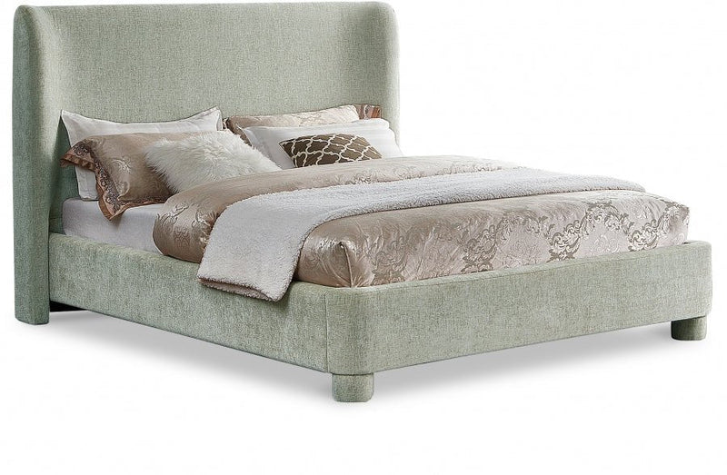 Penny Chenille Fabric Queen Bed Green - Gate FurnitureQueen Bed