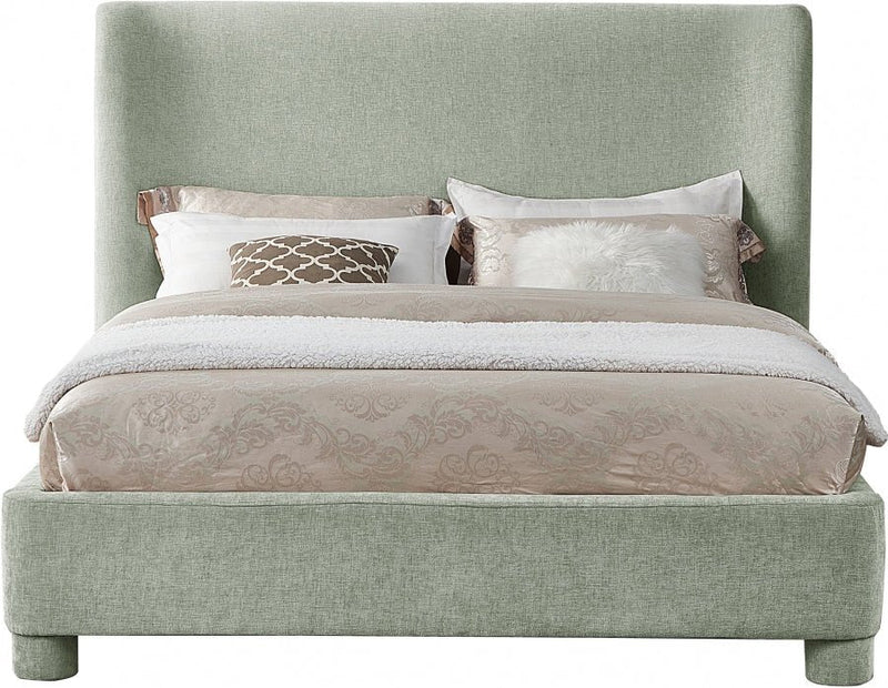 Penny Chenille Fabric Queen Bed Green - Gate FurnitureQueen Bed