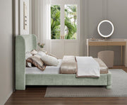 Penny Chenille Fabric Queen Bed Green - Gate FurnitureQueen Bed