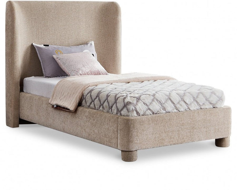 Penny Chenille Fabric Twin Bed Beige - Gate FurnitureTwin Bed