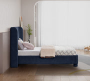Penny Chenille Fabric Twin Bed Blue - Gate FurnitureTwin Bed