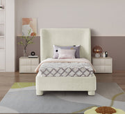 Penny Chenille Fabric Twin Bed Cream - Gate FurnitureTwin Bed