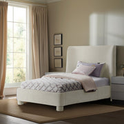 Penny Chenille Fabric Twin Bed Cream - Gate FurnitureTwin Bed