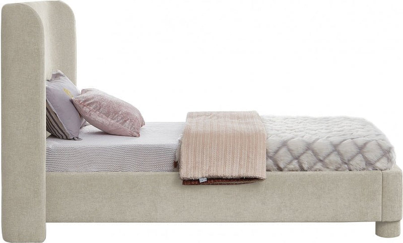 Penny Chenille Fabric Twin Bed Cream - Gate FurnitureTwin Bed