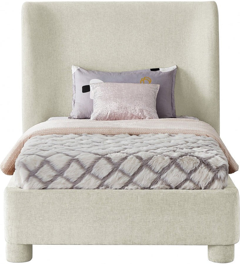 Penny Chenille Fabric Twin Bed Cream - Gate FurnitureTwin Bed