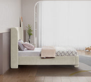 Penny Chenille Fabric Twin Bed Cream - Gate FurnitureTwin Bed