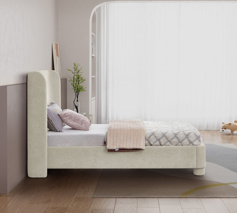 Penny Chenille Fabric Twin Bed Cream - Gate FurnitureTwin Bed