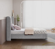 Penny Chenille Fabric Twin Bed Grey - Gate FurnitureTwin Bed