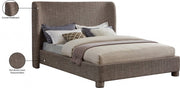 Penny Linen Textured Fabric King Bed Brown - Gate FurnitureKing Bed