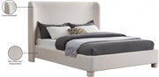 Penny Linen Textured Fabric King Bed Cream - Gate FurnitureKing Bed