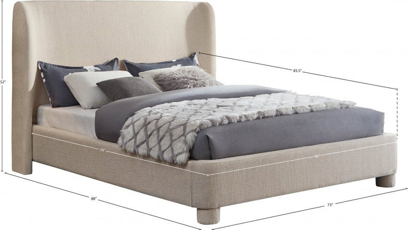 Penny Linen Textured Fabric Queen Bed Beige - Gate FurnitureQueen Bed