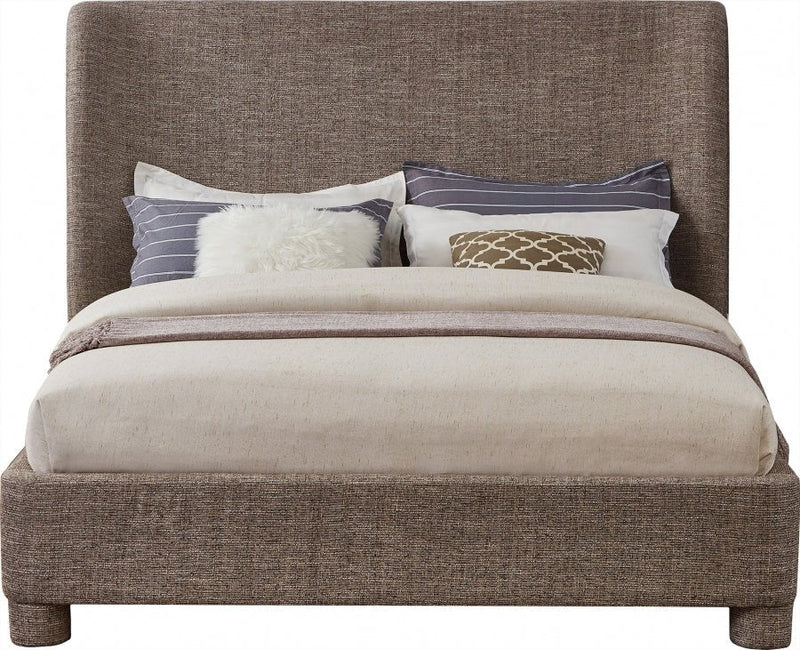 Penny Linen Textured Fabric Queen Bed Brown - Gate FurnitureQueen Bed