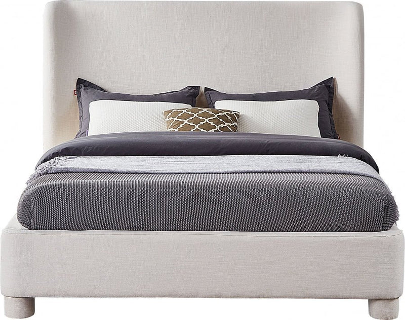 Penny Linen Textured Fabric Queen Bed Cream - Gate FurnitureQueen Bed
