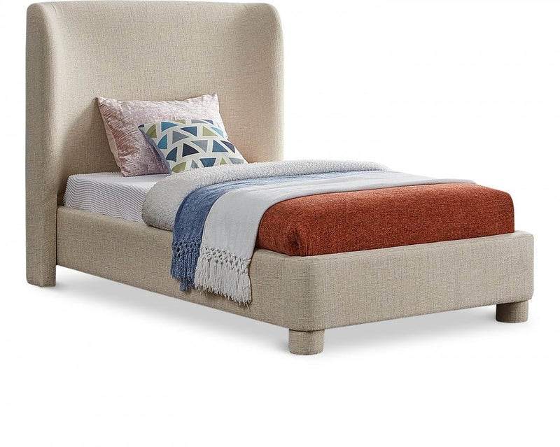 Penny Linen Textured Fabric Twin Bed Beige - Gate FurnitureTwin Bed