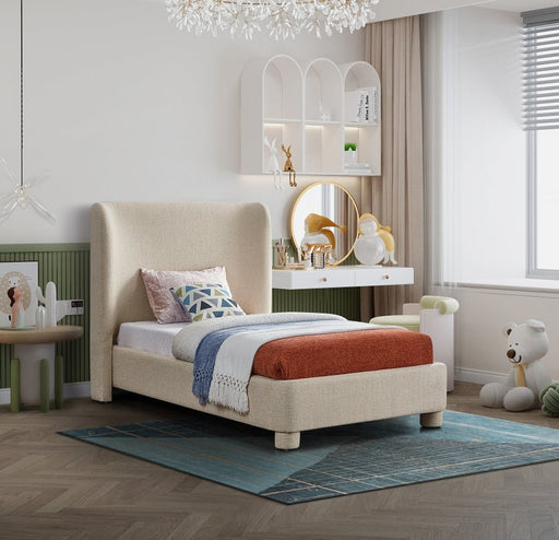 Penny Linen Textured Fabric Twin Bed Beige - Gate FurnitureTwin Bed