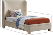 Penny Linen Textured Fabric Twin Bed Beige - Gate FurnitureTwin Bed
