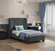 Penny Linen Textured Fabric Twin Bed Black - Gate FurnitureTwin Bed