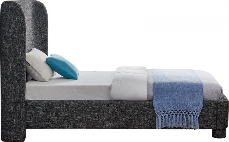 Penny Linen Textured Fabric Twin Bed Black - Gate FurnitureTwin Bed