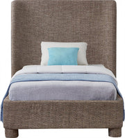 Penny Linen Textured Fabric Twin Bed Brown - Gate FurnitureTwin Bed