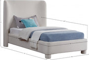 Penny Linen Textured Fabric Twin Bed Cream - Gate FurnitureTwin Bed