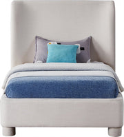 Penny Linen Textured Fabric Twin Bed Cream - Gate FurnitureTwin Bed
