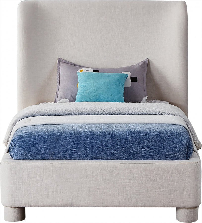 Penny Linen Textured Fabric Twin Bed Cream - Gate FurnitureTwin Bed
