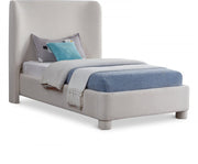 Penny Linen Textured Fabric Twin Bed Cream - Gate FurnitureTwin Bed