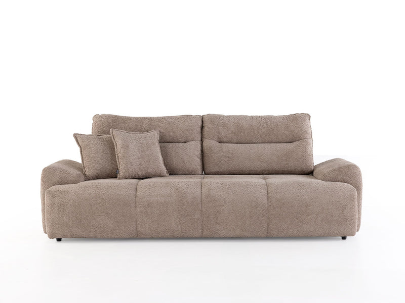 Peonya 4-pieces (2 Sofa & 2 Chair) Livingroom - With Leg in Cream - Brown - 200-ZEN-PEO-CRE-BRO-L-3311