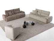 Peonya 4-pieces (2 Sofa & 2 Chair) Livingroom - With Leg in Cream - Brown - 200-ZEN-PEO-CRE-BRO-L-3311