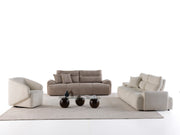 Peonya 4-pieces (2 Sofa & 2 Chair) Livingroom - Without Leg in Cream - Brown - 200-ZEN-PEO-CRE-BRO-3311