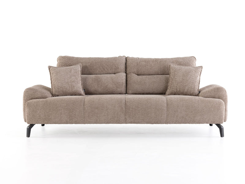 Peonya 4-pieces (2 Sofa & 2 Chair) Livingroom - Without Leg in Cream - Brown - 200-ZEN-PEO-CRE-BRO-3311