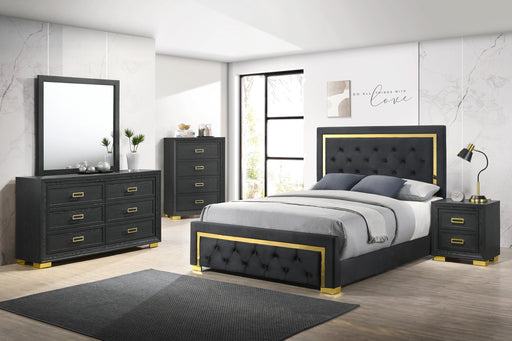 Pepe Black/Gold Panel Upholstered Bedroom Set - Gate FurnitureBedroom Set