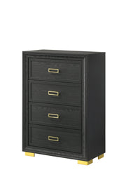 Pepe Black/Gold Panel Upholstered Bedroom Set - Gate FurnitureBedroom Set