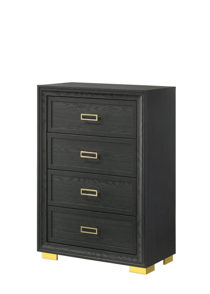 Pepe Black/Gold Panel Upholstered Bedroom Set - Gate FurnitureBedroom Set